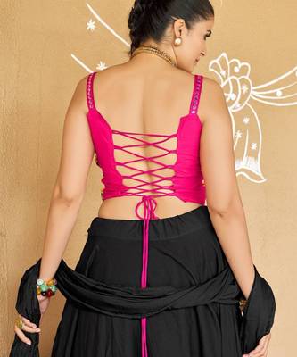 Navratri Black Mirror Work Lehenga Choli in Cotton Poly 2