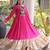 Rani-pink rayon embroidered flared gown set