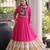 Rani-pink rayon embroidered flared gown set