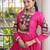 Rani-pink rayon embroidered flared gown set