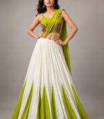 Navratri White Mirror Work Lehenga Choli in Cotton Poly