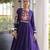Purple rayon embroidered flared gown set