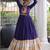 Purple rayon embroidered flared gown set