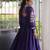 Purple rayon embroidered flared gown set