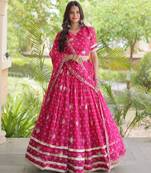 Navratri Rani-pink Printed Lehenga Choli in Georgette