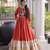 Orange rayon embroidered flared gown set