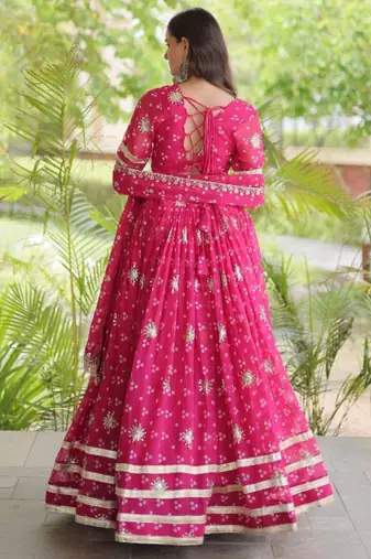 Navratri Rani-pink Printed Lehenga Choli in Georgette