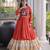 Orange rayon embroidered flared gown set