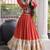 Orange rayon embroidered flared gown set