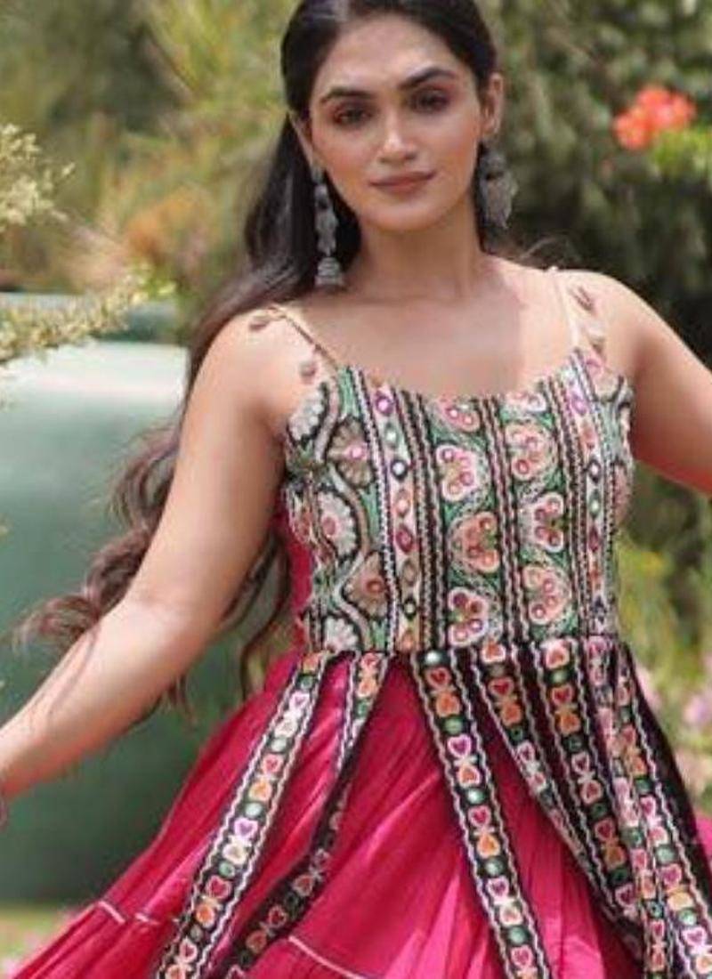 Navratri Pink Dori Detail Lehenga Choli in Cotton Poly