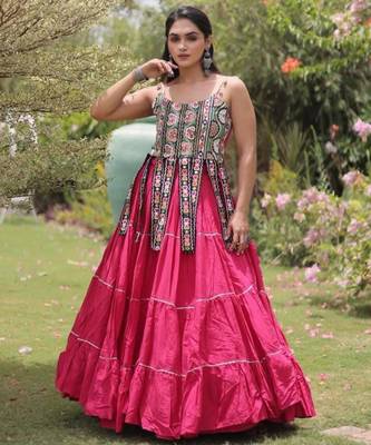 Navratri Pink Dori Detail Lehenga Choli in Cotton Poly 3
