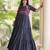 Black cotton poly embroidered flared gown set