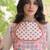 Off-white cotton poly embroidered flared gown set