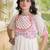Off-white cotton poly embroidered flared gown set