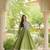 Green cotton embroidered flared gown set