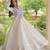 Off-white cotton embroidered flared gown set