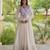 Off-white cotton embroidered flared gown set