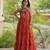 Orange faux georgette printed flared gown set