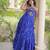 Blue faux georgette printed flared gown set
