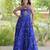 Blue faux georgette printed flared gown set