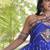 Blue faux georgette printed flared gown set