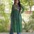 Green faux georgette printed flared gown set