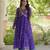 Purple faux georgette printed flared gown set