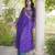 Purple faux georgette printed flared gown set