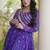 Purple faux georgette printed flared gown set