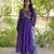 Purple faux georgette printed flared gown set