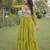 Green faux georgette printed flared gown set