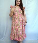 Ethnic Pink Bagru Handblock Printed Mid-Length kurti for Women