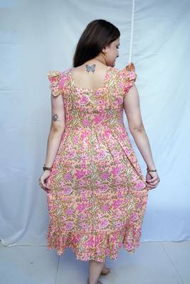 Ethnic Pink Bagru Handblock Printed Mid-Length kurti for Women 2