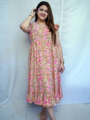 Ethnic Pink Bagru Handblock Printed Mid-Length kurti for Women 3