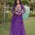 Purple faux georgette printed flared gown set