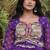 Purple faux georgette printed flared gown set