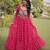 Hot-pink faux georgette printed flared gown set