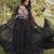 Black faux georgette printed flared gown set