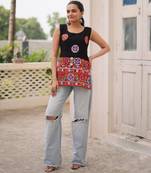 Black georgette embroidered kurta