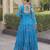 Blue faux georgette printed flared gown set