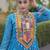 Blue faux georgette printed flared gown set