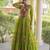 Lime faux georgette printed flared gown set