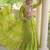 Lime faux georgette printed flared gown set