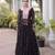 Black faux georgette printed flared gown set