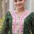 Dark-green faux georgette printed flared gown set