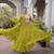 Olive faux georgette printed flared gown set