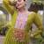 Olive faux georgette printed flared gown set