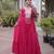 Rani-pink faux georgette printed flared gown set