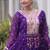 Purple faux georgette printed flared gown set