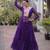 Purple faux georgette printed flared gown set
